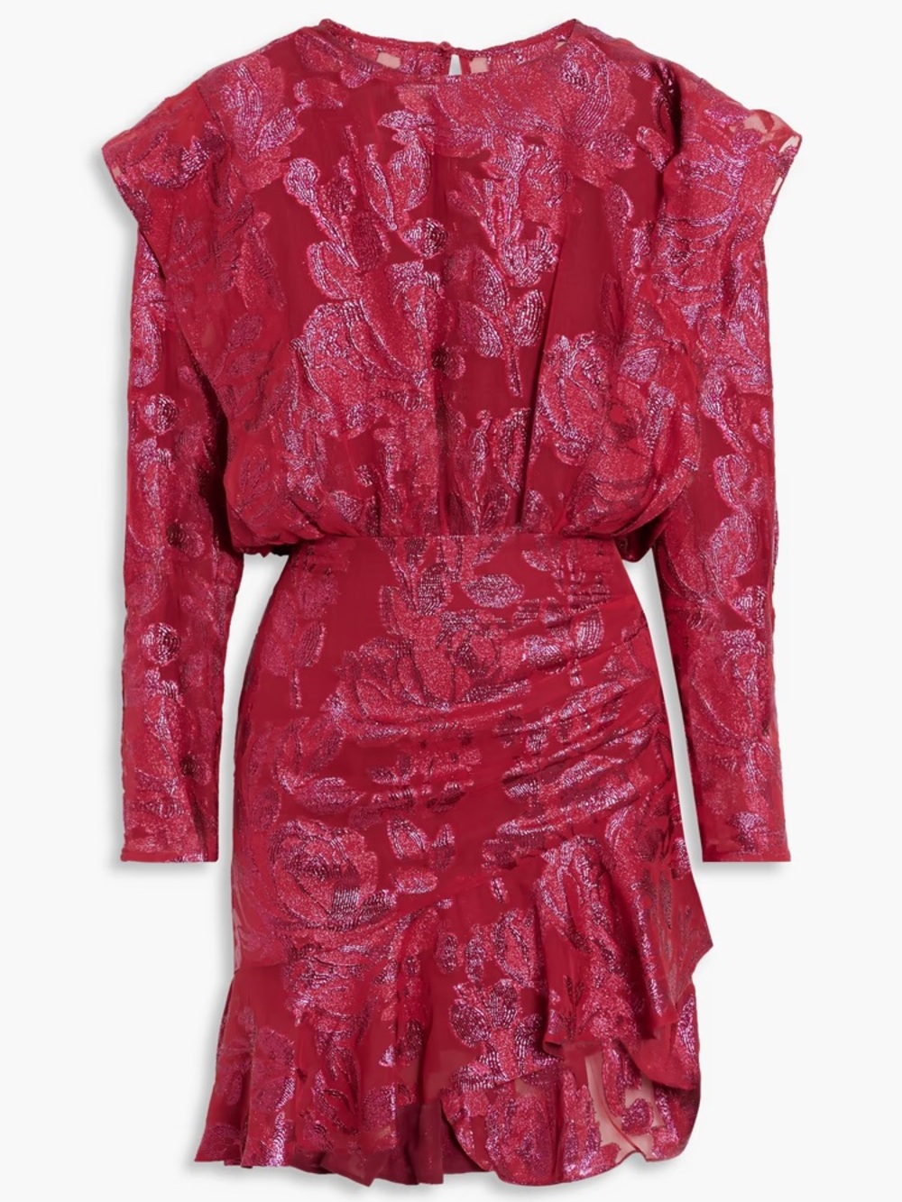 IRO Murai Metallic Fil coupé silk-blend Georgette Dress Fuchsia FR 34 MSRP $770